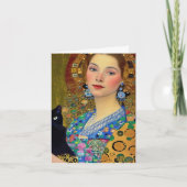 黒かわいらし猫の女性 カード (正面)