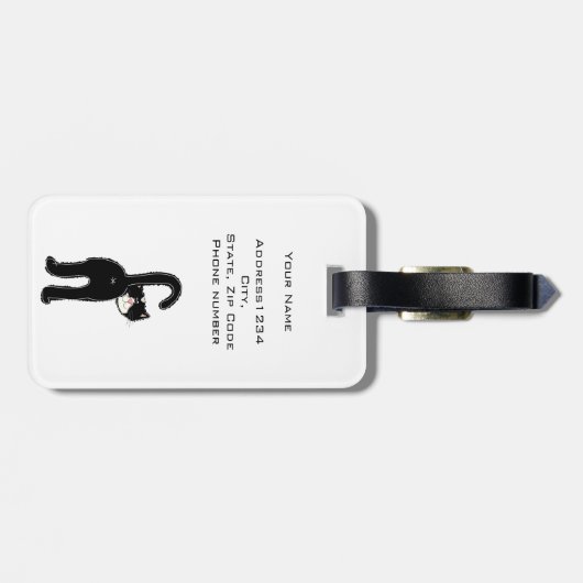 黒かわいらし猫パーソナライズされた ラゲッジタグ (裏面横)