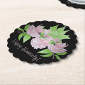 黒かわいらし背景フローラ ペーパーコースター (アングル)