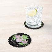 黒かわいらし背景フローラ ペーパーコースター (インサイチュ)