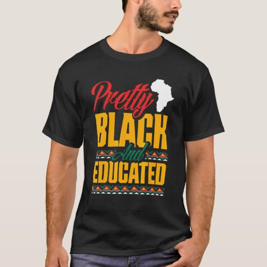 黒かわいらし色で教育を受けたアフリカ系米国遺産 Tシャツ (正面)