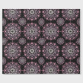 黒かわいらし色のピンクの曼荼羅 | ラッピングペーパー (フラット)