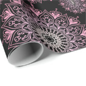黒かわいらし色のピンクの曼荼羅 | ラッピングペーパー (ロールコーナー)