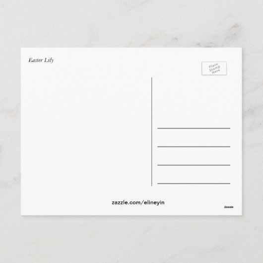 黒かわいらし色の純粋な白のイースターユリの花 シーズンポストカード (裏面)
