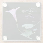 黒かわいらし色の紫の朝顔 ガラスコースター (裏面)