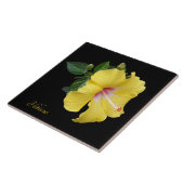 黒かわいらし色の黄色いハイビスカス タイル (側面)