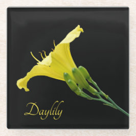 黒かわいらし色の黄色い白蓮 ガラスコースター