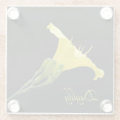 黒かわいらし色の黄色い白蓮 ガラスコースター (裏面)