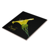 黒かわいらし色の黄色い白蓮 タイル (側面)