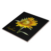 黒かわいらし色の黄色のひまわり タイル (側面)