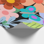 黒かわいらし花柄 ラッピングペーパー (角)