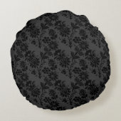 黒かわいらし華美花柄 ラウンドクッション (裏面)