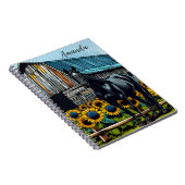 黒かわいらし馬とひまわりパーソナライズされた ノートブック (右側)