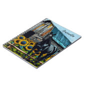 黒かわいらし馬とひまわりパーソナライズされた ノートブック (左側)