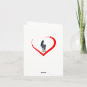 黒かわいらし馬と赤いハートありがとう サンキューカード (裏面)