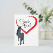 黒かわいらし馬と赤いハートありがとう ポストカード (スタンド正面)