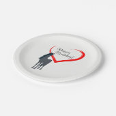 黒かわいらし馬と赤いハートハッピーバースデー ペーパープレート (アングル)