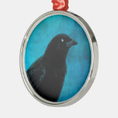 黒かわいらし鳥 メタルオーナメント (左)