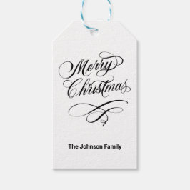 黒が花開いた書道楽しいクリスマスプレゼント ギフトタグ