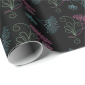 黒きらきら光るフローラ ラッピングペーパー (ロールコーナー)
