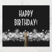 黒きらめく色に泡立つワパーソナライズされたイン スパークリングワインラベル (シングルラベル)