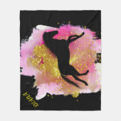 黒きらめく馬毛パーソナライズされた布 フリースブランケット (正面)