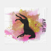 黒きらめく馬毛布パーソナライズされた。 フリースブランケット (正面(横))