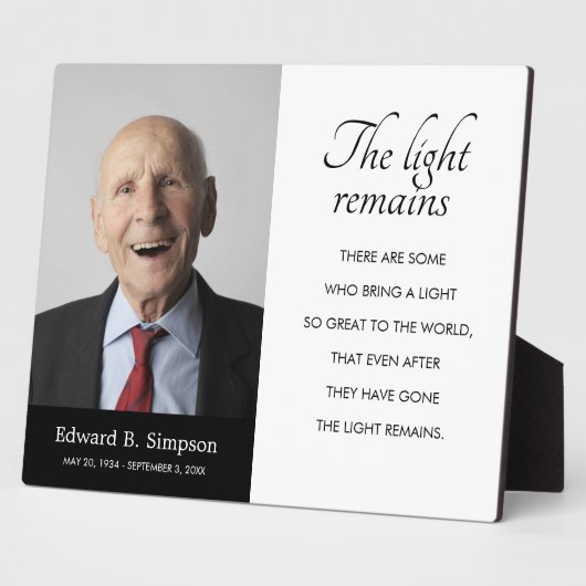 黒き光、記憶に残る記念詩と写真 フォトプラーク (側面)