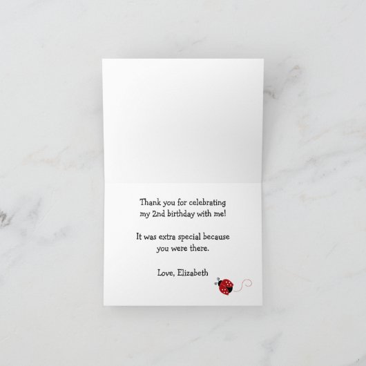 黒くおよび赤いてんとう虫はメッセージカード感謝していしています サンキューカード (内部)