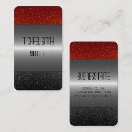 黒くおよび赤いステンレス鋼の金属の穴 名刺 (正面/裏面)