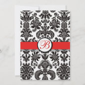 黒くおよび赤いダマスク織の結婚式招待状 招待状 (裏面)