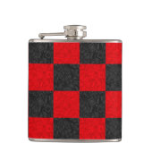 黒くおよび赤いチェッカーボードパターンクラシックのフラスコ フラスク (正面)