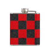 黒くおよび赤いチェッカーボードパターンクラシックのフラスコ フラスク (裏面)