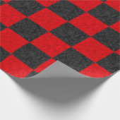 黒くおよび赤いチェッカーボード ラッピングペーパー (角)