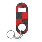 黒くおよび赤いチェック模様の栓抜きKeychain キーホルダー栓抜き (正面)