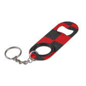 黒くおよび赤いチェック模様の栓抜きKeychain キーホルダー栓抜き (正面アングル)
