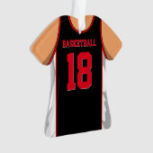 黒くおよび赤いバスケットボール オーナメント (正面)