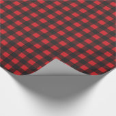 黒くおよび赤いバッファローの点検の格子縞 ラッピングペーパー (角)