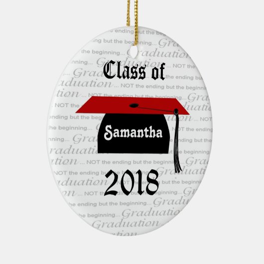 黒くおよび赤い乳鉢の帽子の卒業のオーナメント セラミックオーナメント (右)