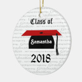 黒くおよび赤い乳鉢の帽子の卒業のオーナメント セラミックオーナメント (左)