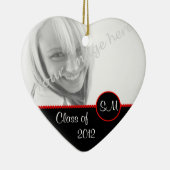 黒くおよび赤い写真の卒業のオーナメント セラミックオーナメント (右)