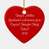 黒くおよび赤い写真の卒業のオーナメント セラミックオーナメント (裏面)