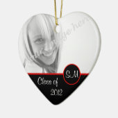 黒くおよび赤い写真の卒業のオーナメント セラミックオーナメント (左)