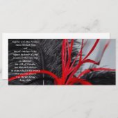 黒くおよび赤い羽の結婚式招待状 招待状 (正面/裏面)