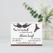 黒くおよび赤いundiesのブライダルシャワーの招待 招待状 (スタンド正面)