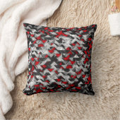 黒くおよび赤く幾何学的な爆発 クッション (ブランケット)