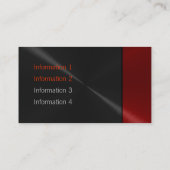 黒くおよび赤く贅沢な金属の名刺 名刺 (裏面)