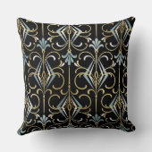 黒くおよび青のアールデコの20年代の装飾用クッション クッション (裏面)