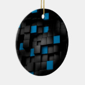 黒くおよび青の立方体 セラミックオーナメント (右)