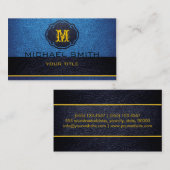黒くおよび青の革 名刺 (正面/裏面)
